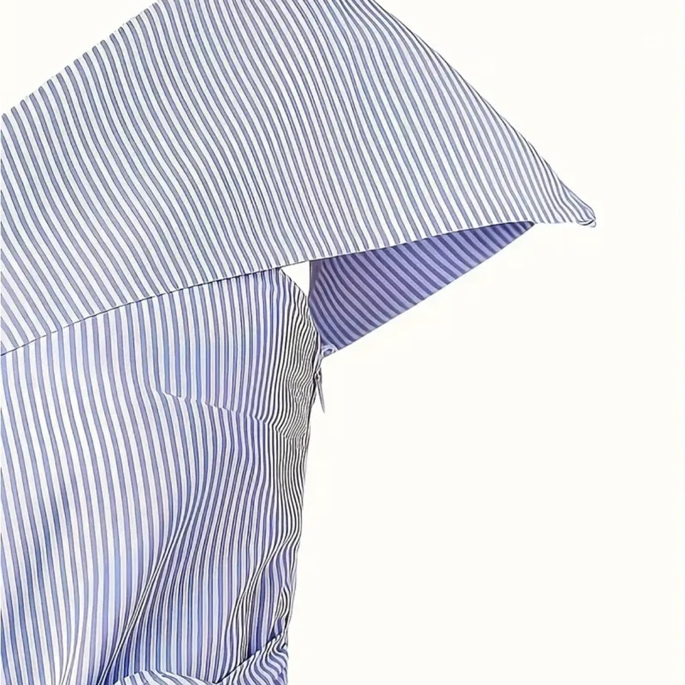 Striped Blue One-Shoulder Top - Picture 5 of 5
